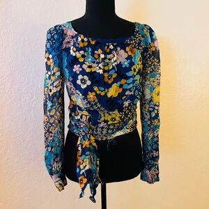 Maeve Blue and‎ Yellow Floral Blouse